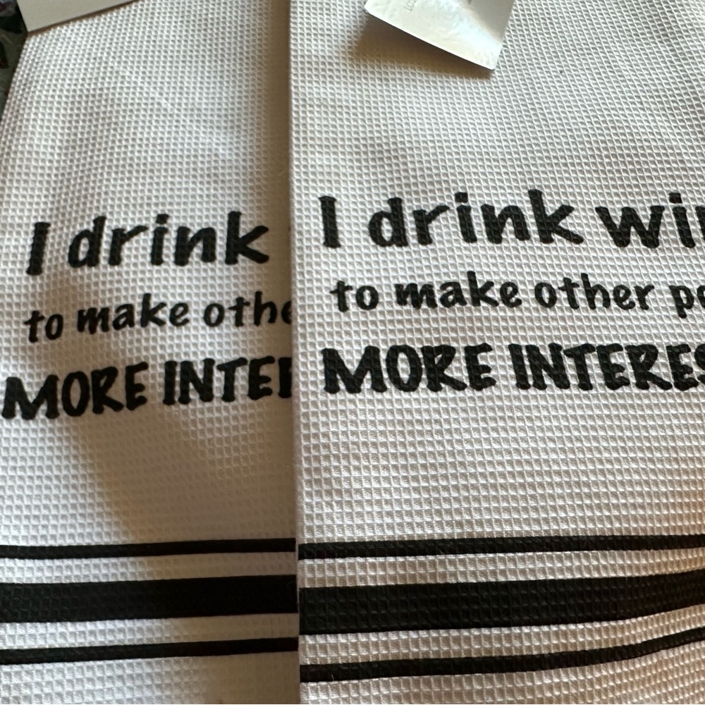 LA Trading Company’s Humorous Kitchen Towels with Black Text-Set of 2